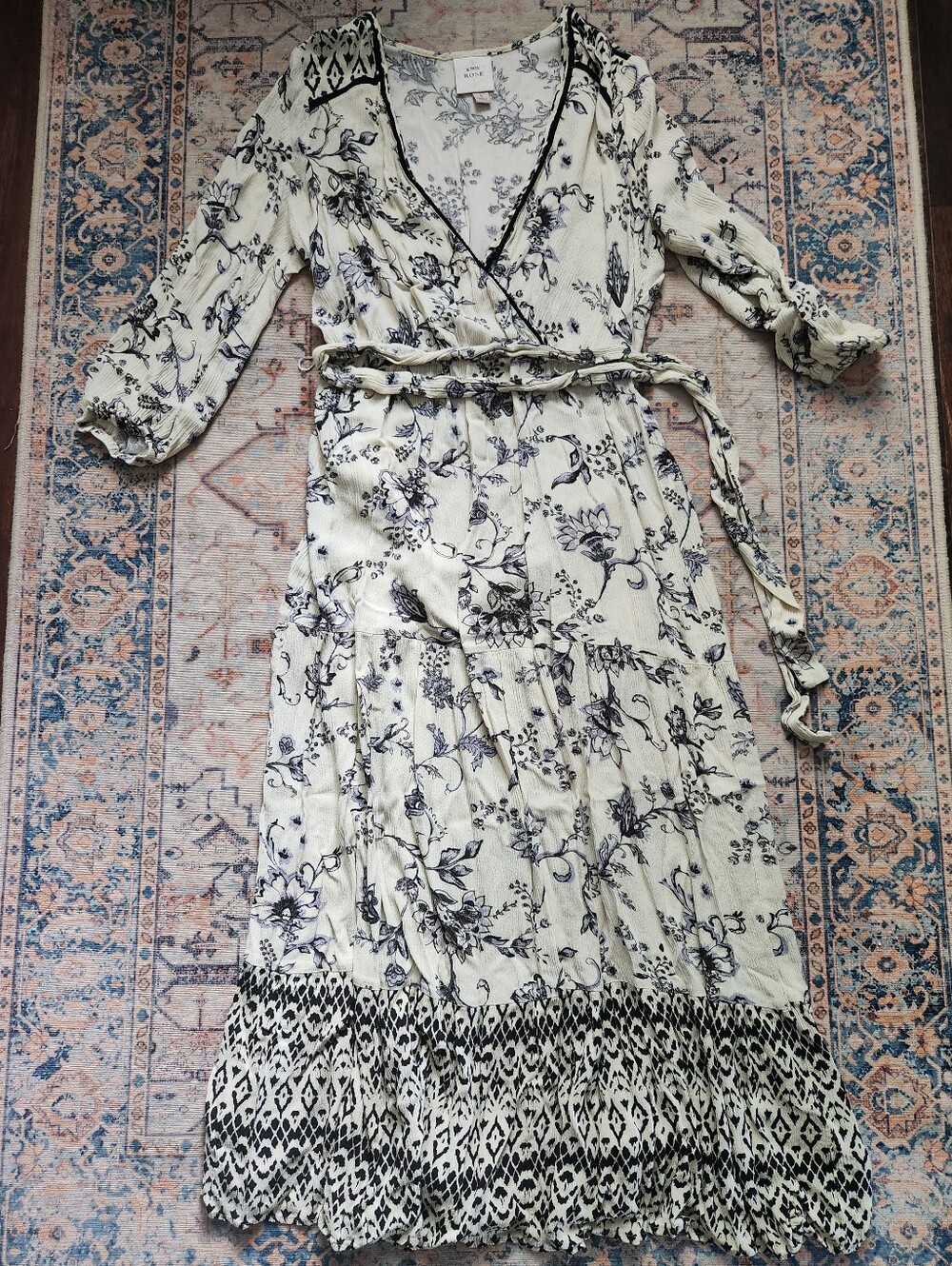 Knox Rose Floral Print Wrap Maxi Dress, Size S